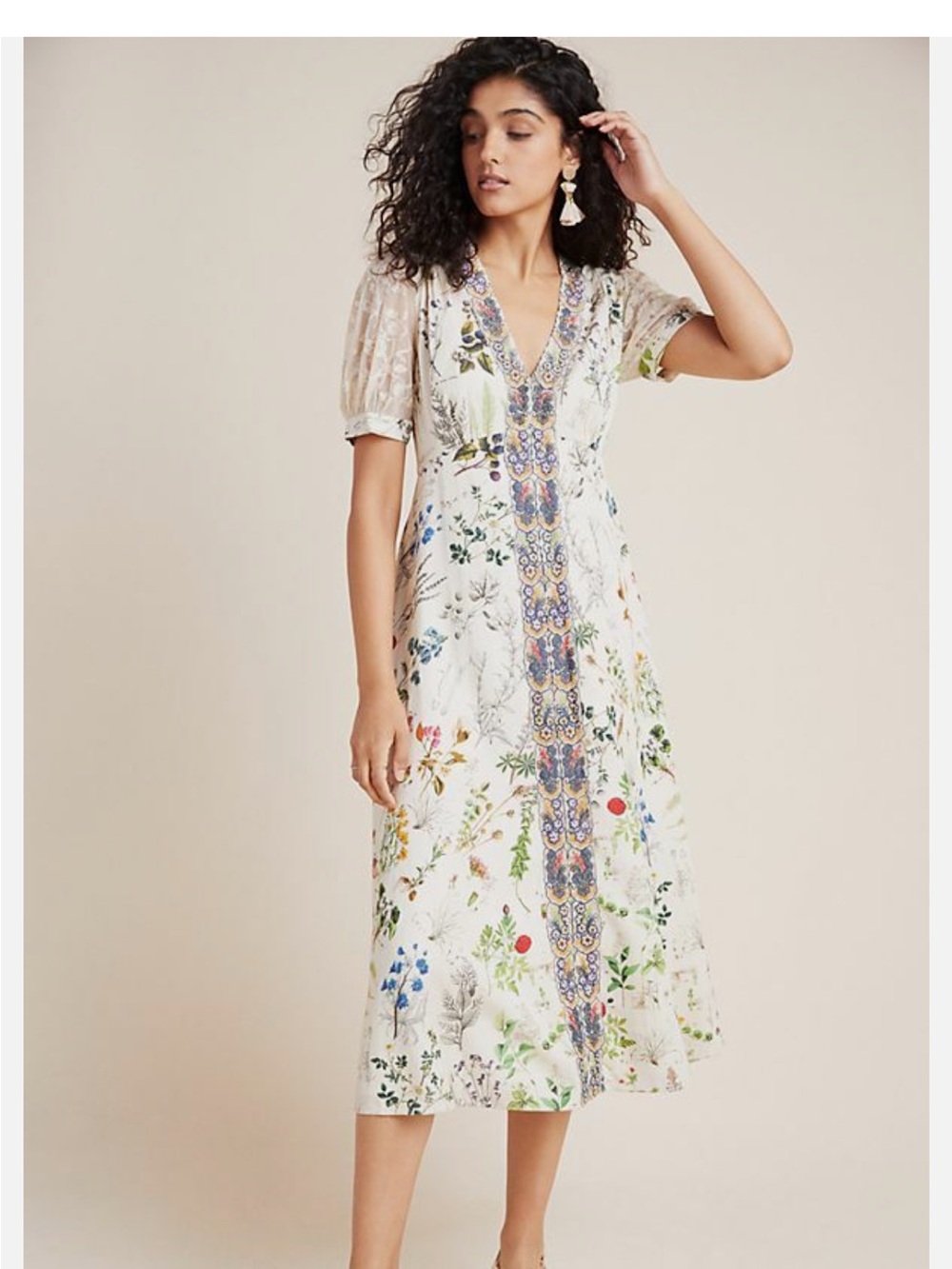 Anthropologie Geisha Designs Donna Floral Lace A-Line Midi Dress